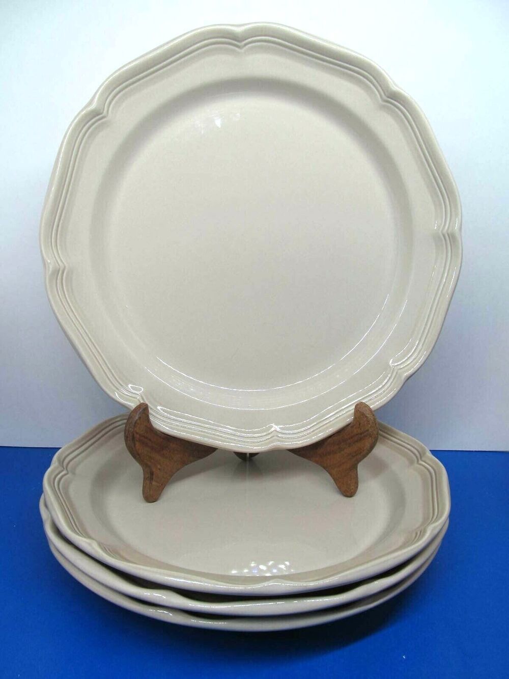Mikasa Dinnerware French Countryside All Tan Dinner Plates Bundle of 4